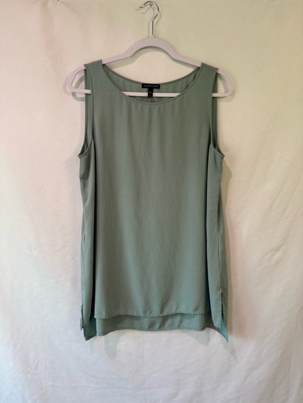 Eileen Fisher 100% Silk Sleeveless Tank in Soft Mint Green
